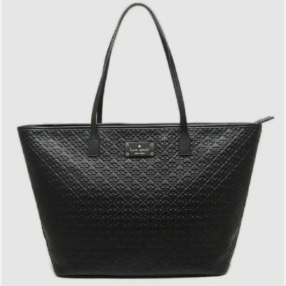 Kate Spade Embossed Black Leather Large Bag Tote 